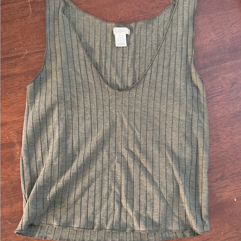 Bozzolo Olive Ribbed Tank Top